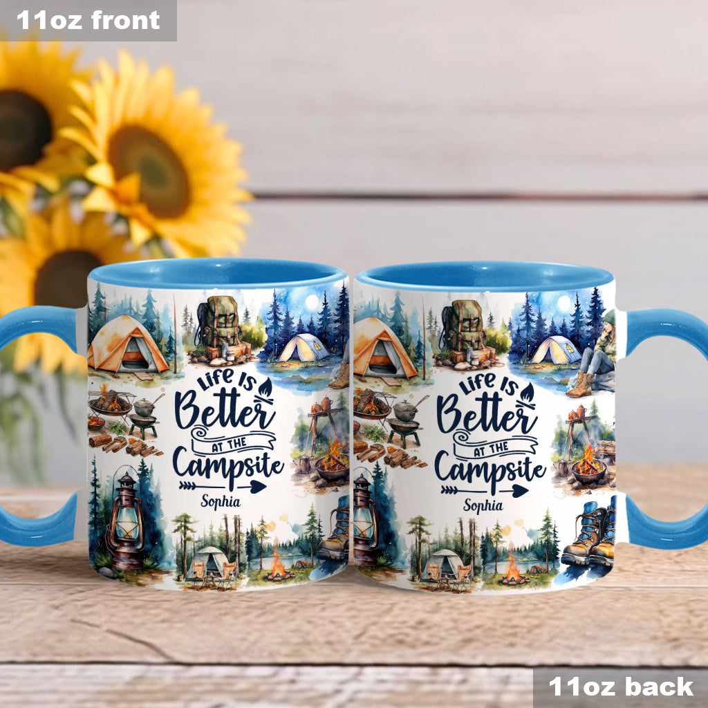 Life Is Better At The Campsite - Personalized Camping Accent Mug