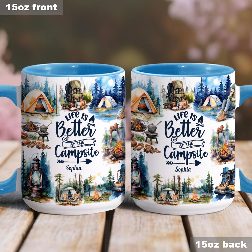 Life Is Better At The Campsite - Personalized Camping Accent Mug