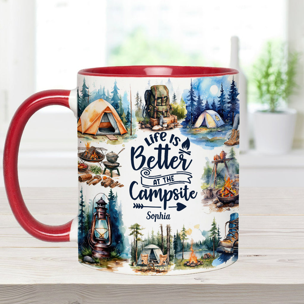 Life Is Better At The Campsite - Personalized Camping Accent Mug