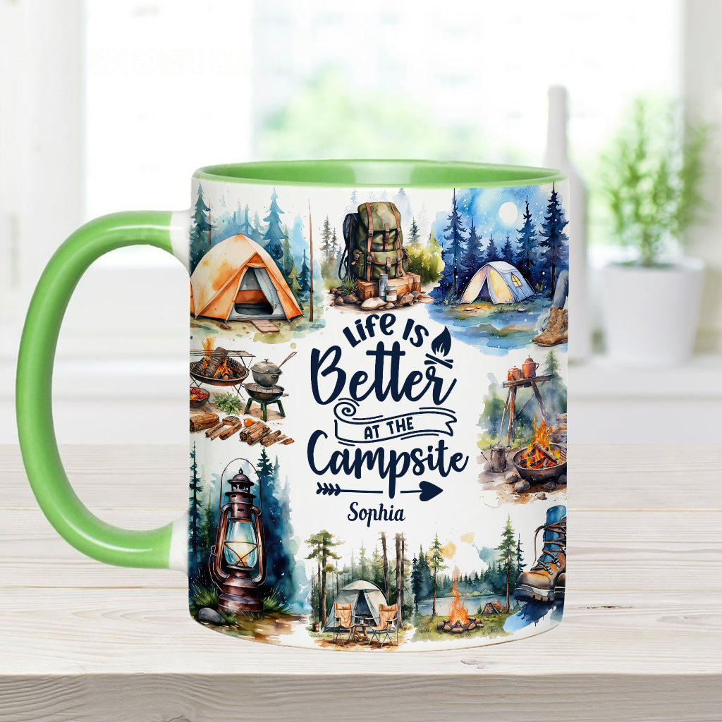 Life Is Better At The Campsite - Personalized Camping Accent Mug