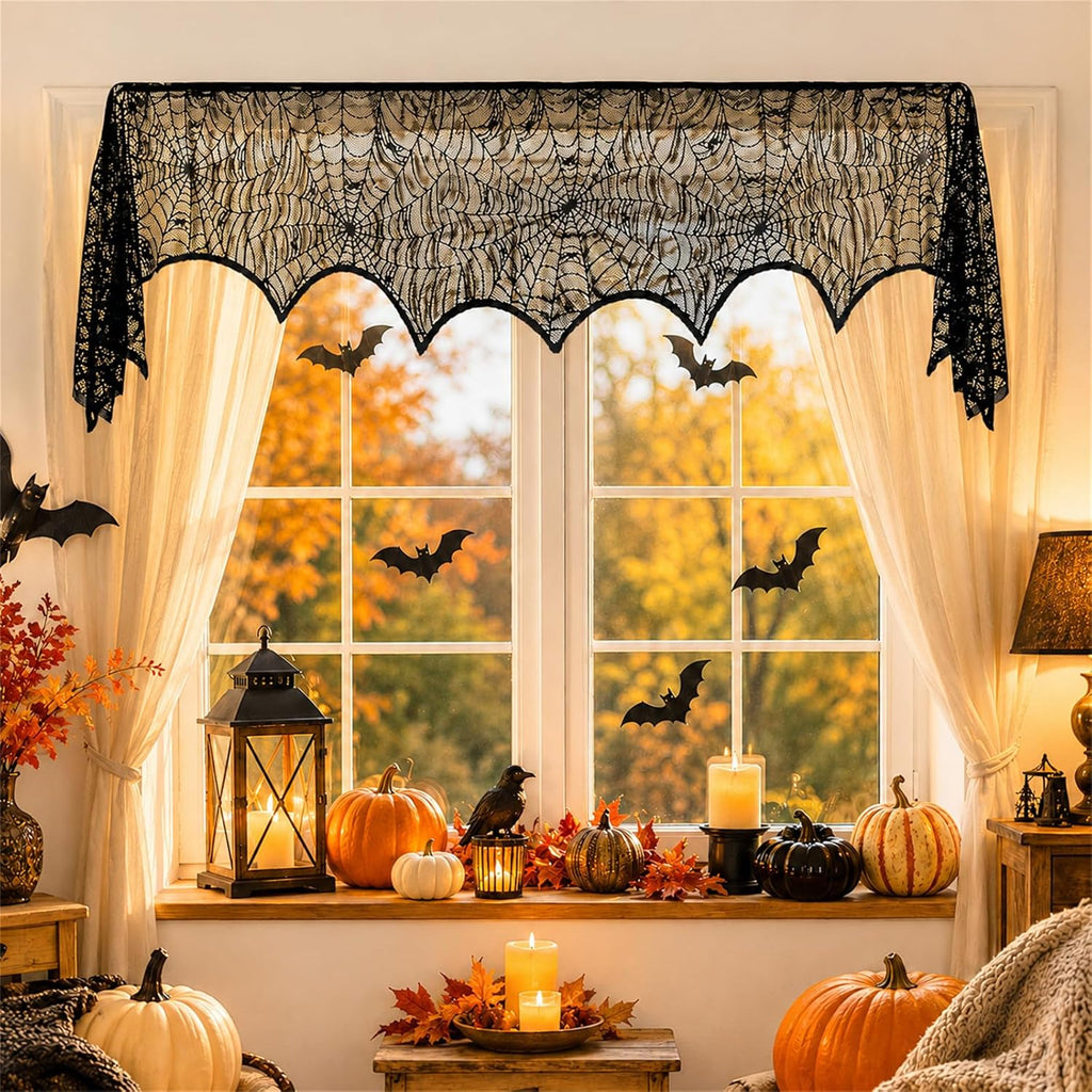 Black Lace Spider Web Table Runner