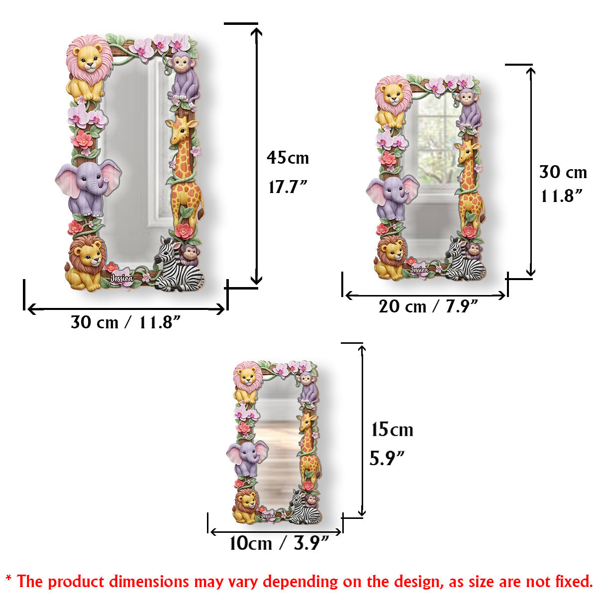 Amis du safari - Miroir mural personnalisé pour enfant