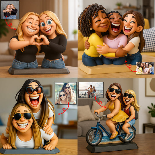 Plaque acrylique personnalisée « Meilleure amie » avec motif mascotte exagéré et humoristique, cadeau original et amusant.