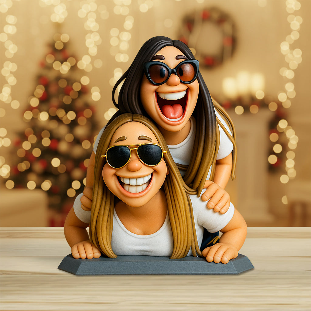 Funny Gift Cartoonish Exaggerated Mascot Style - Personalized Bestie Custom Shaped Acrylic Plaque