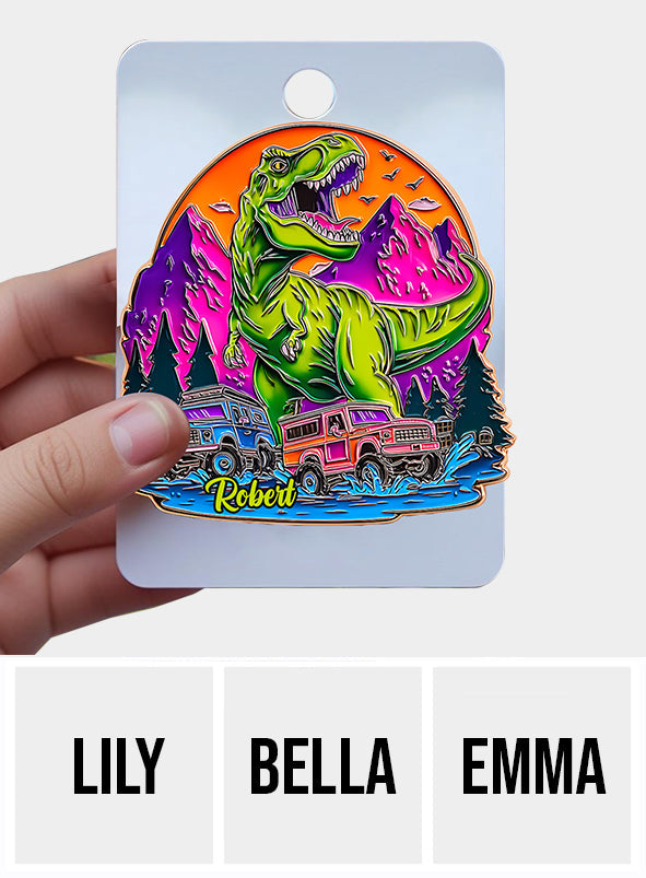 Dinosaure et Monster Truck - Pin's personnalisé pour enfant