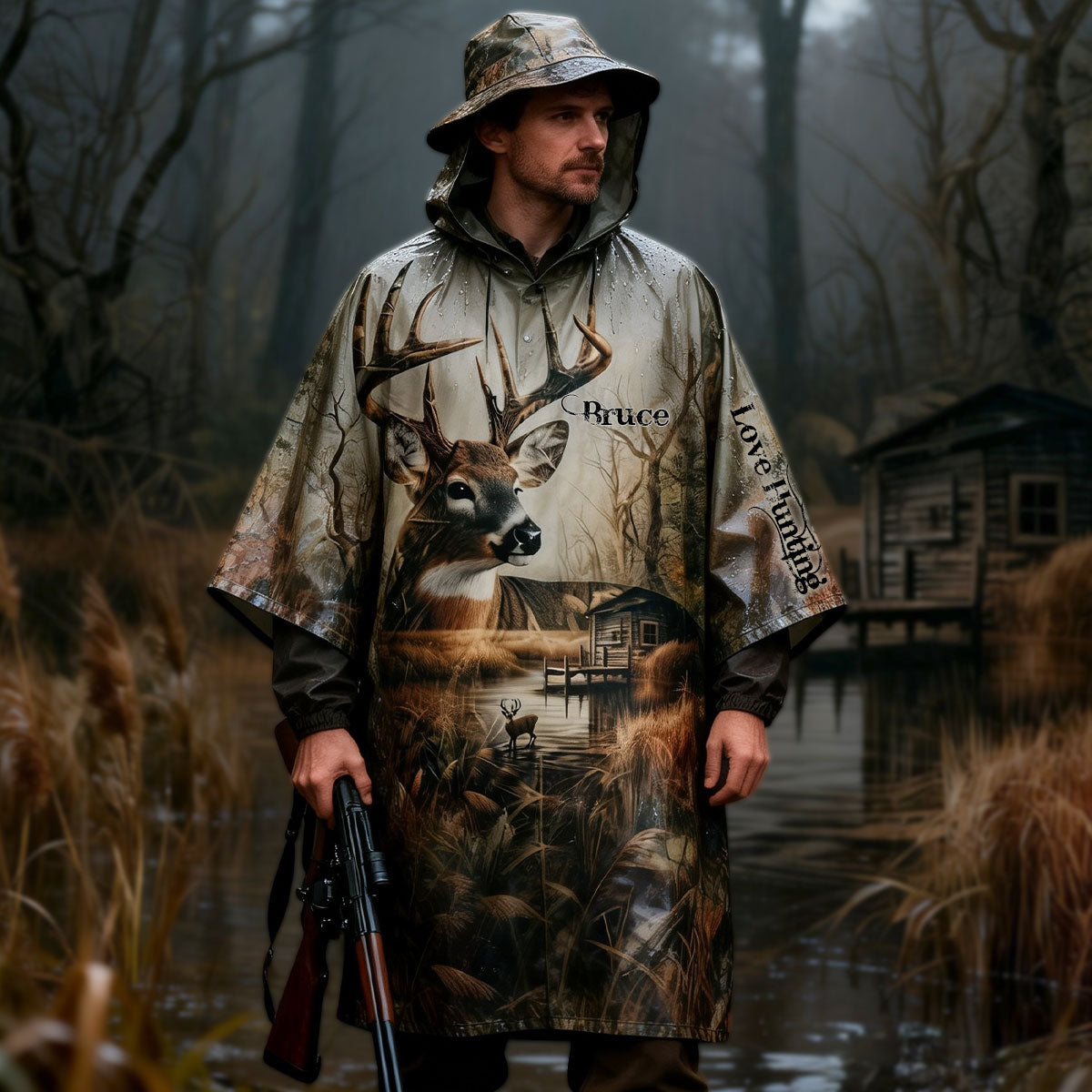 Saison de la chasse au cerf - Poncho imperméable de chasse personnalisé