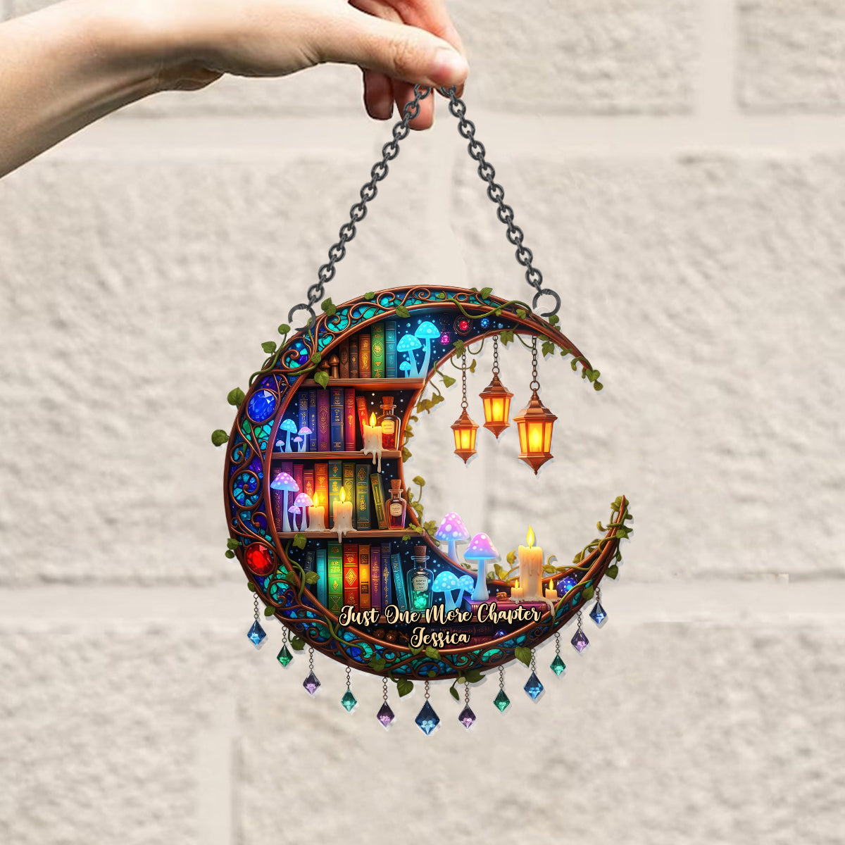 So Many Books So Little Time - Personalized Book Window Hanging Suncatcher Ornament