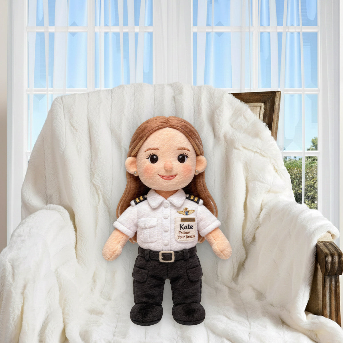 Follow Your Dream - Personalized Pilot Premium Faux Fur Pillow