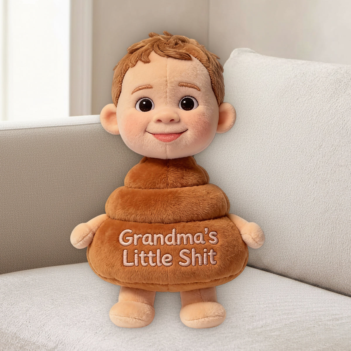 Grandma's Little Shit - Personalized Grandma Premium Faux Fur Pillow