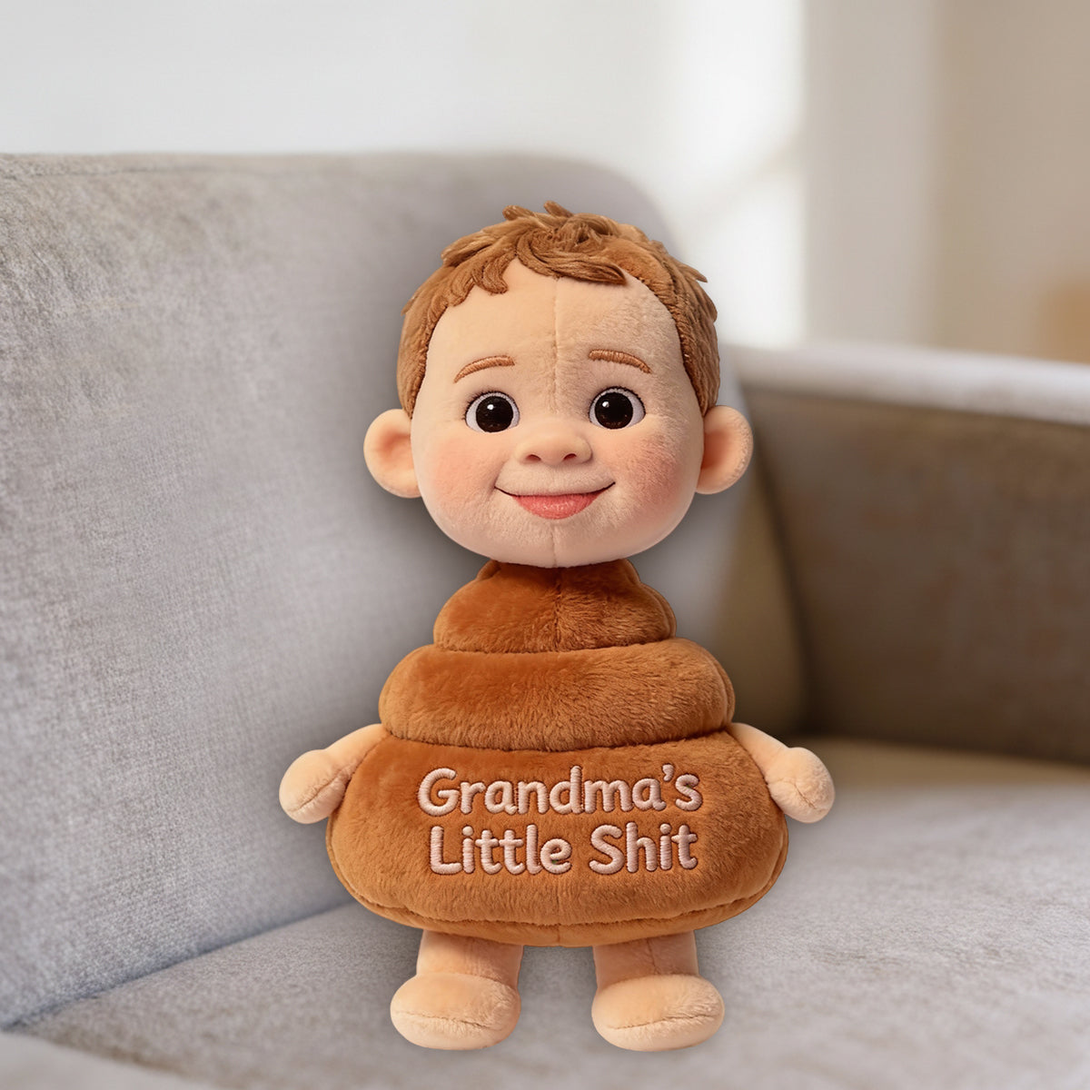 Grandma's Little Shit - Personalized Grandma Premium Faux Fur Pillow