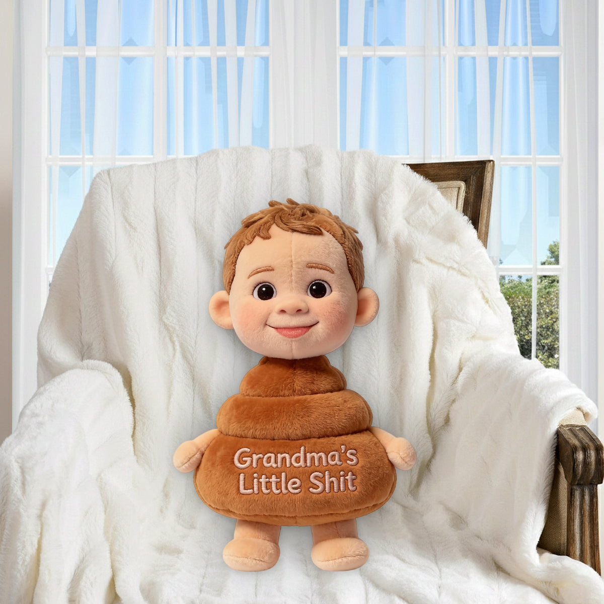 Grandma's Little Shit - Personalized Grandma Premium Faux Fur Pillow