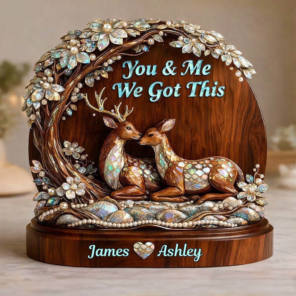 Couple de cerfs - Plaque en bois personnalisée sur le thème de la chasse