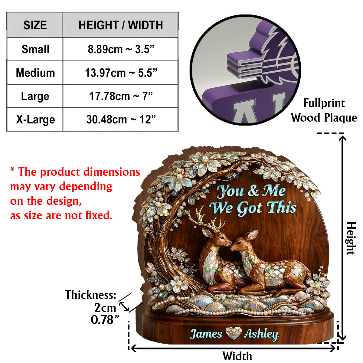 Couple de cerfs - Plaque en bois personnalisée sur le thème de la chasse