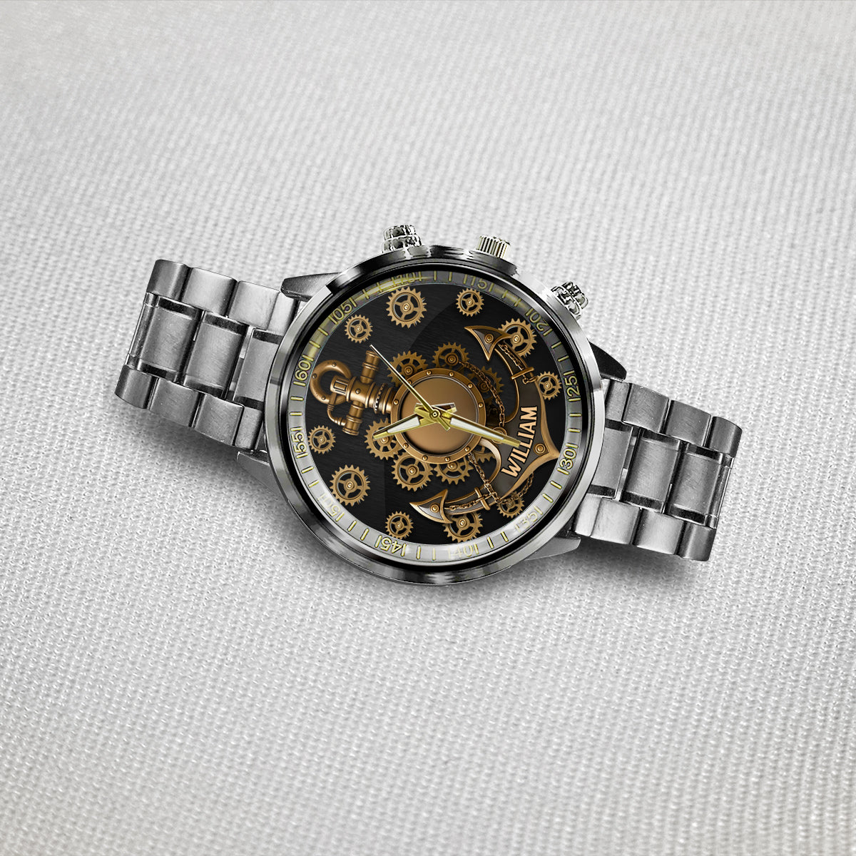 Nautical Anchor Gears Art - Personalized Boating Hand Watch