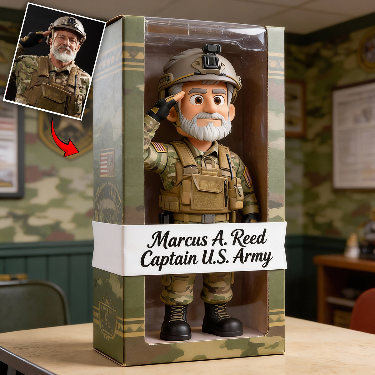 Cadeau pour vétéran - Plaque acrylique personnalisée en forme de pièce pour vétéran