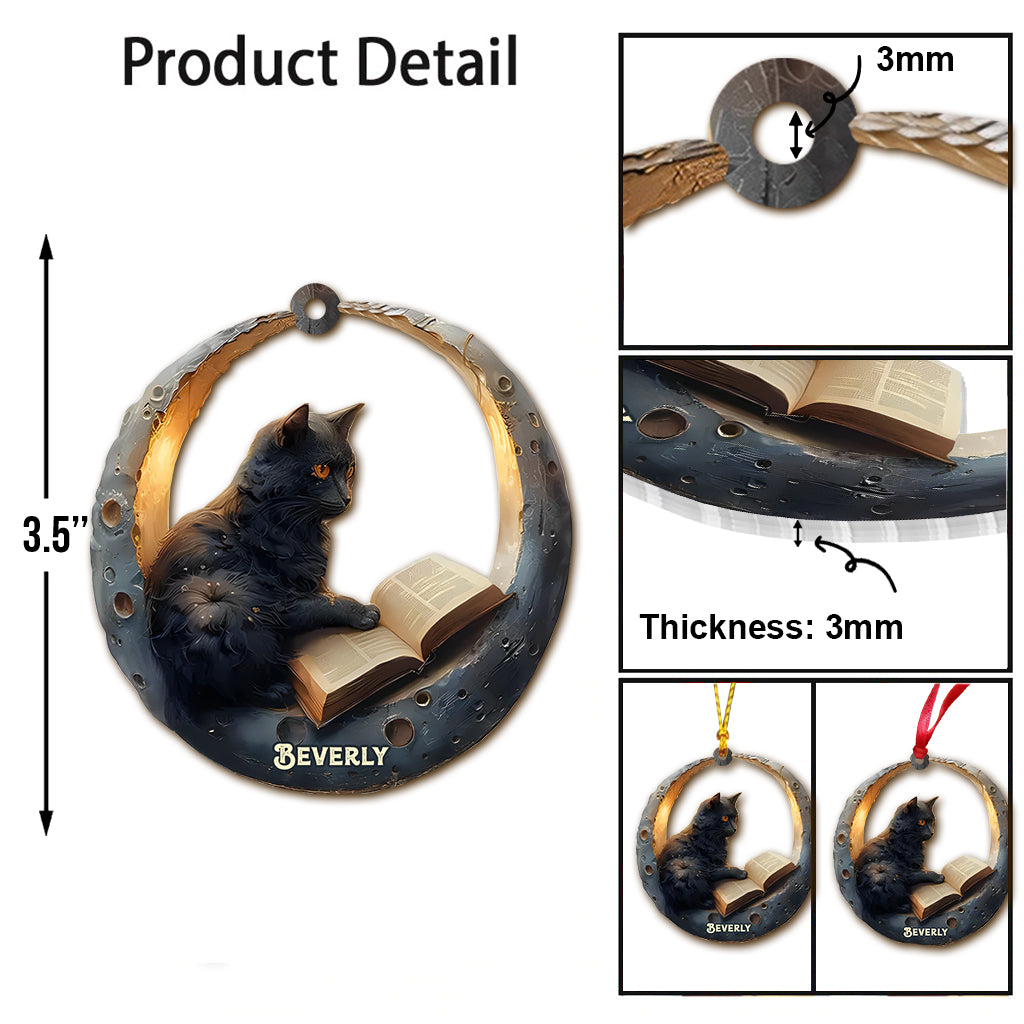 Cat & Books - Personalized Book Ornament
