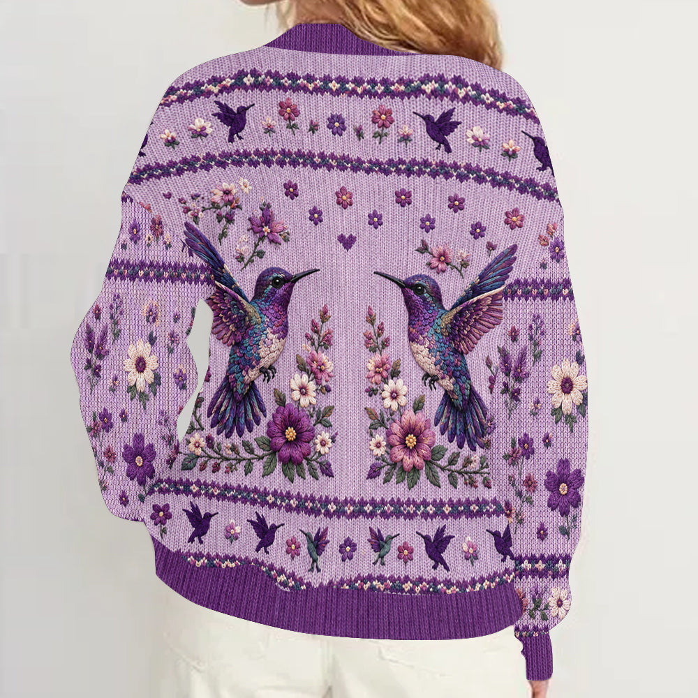 Colibri Violet - Cardigan Personnalisé