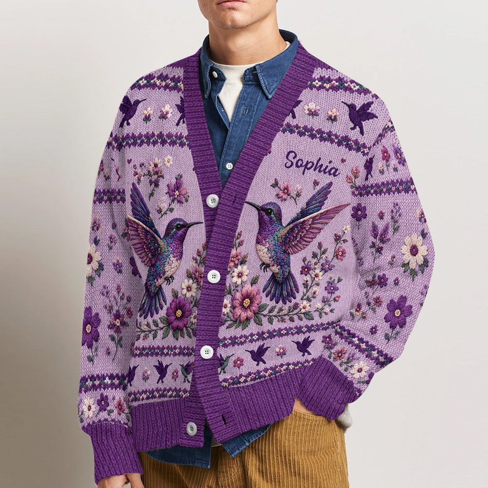 Colibri Violet - Cardigan Personnalisé