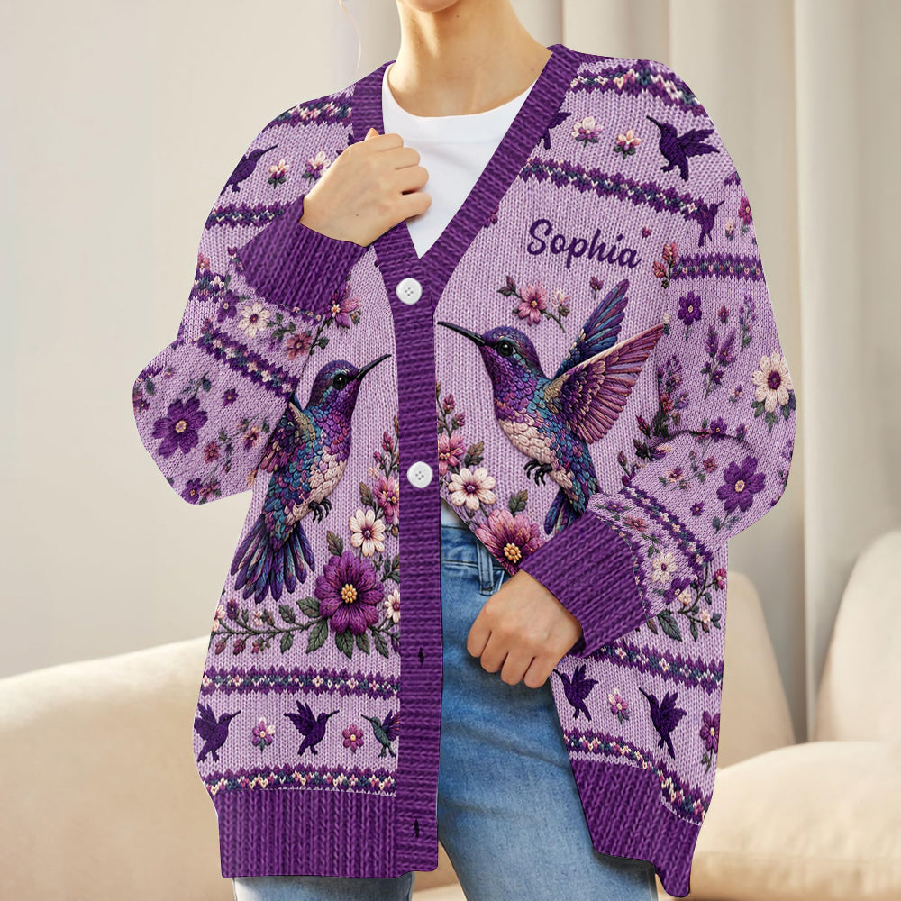 Colibri Violet - Cardigan Personnalisé