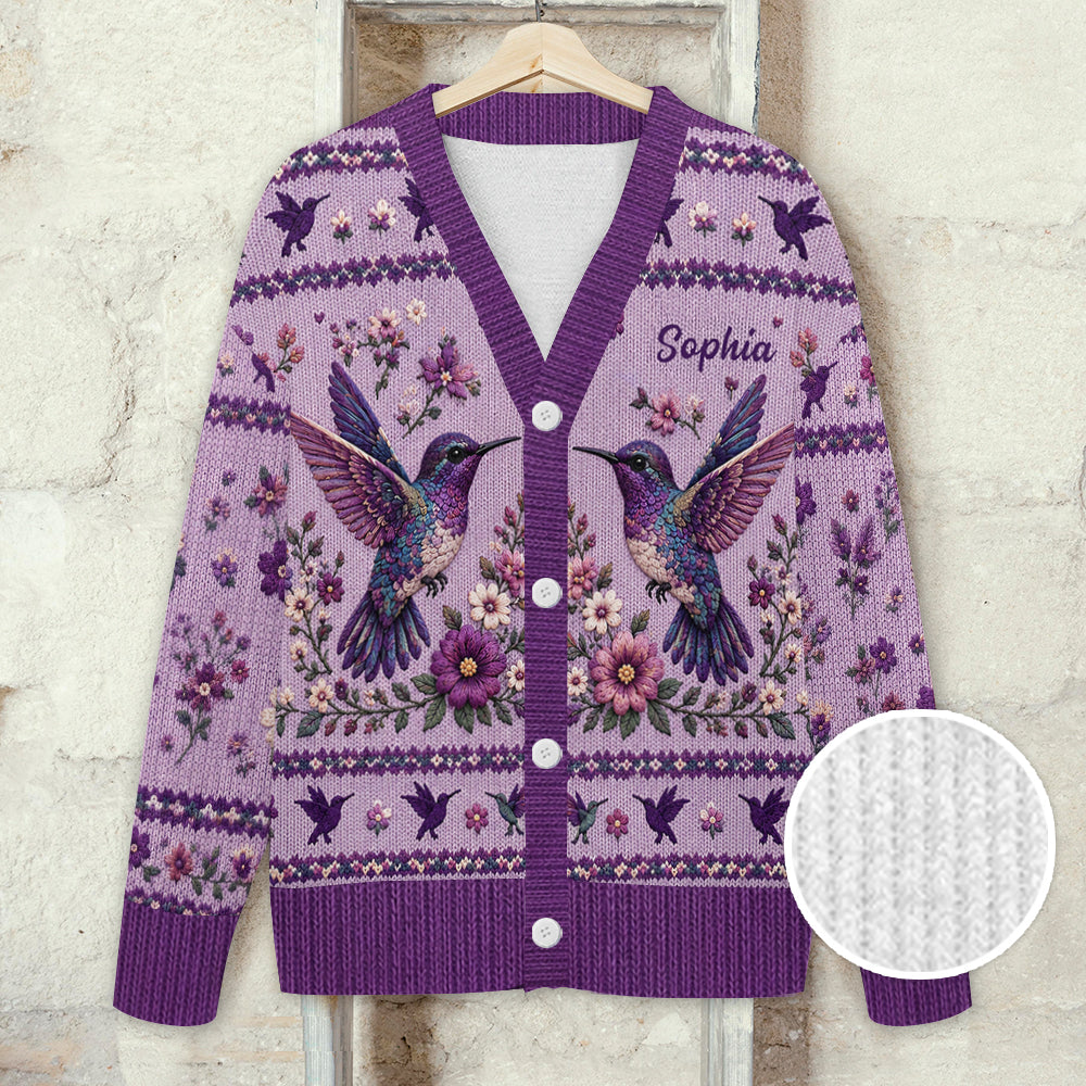 Colibri Violet - Cardigan Personnalisé