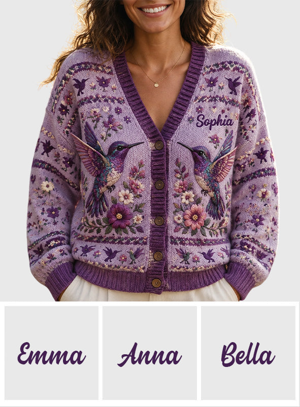 Colibri Violet - Cardigan Personnalisé
