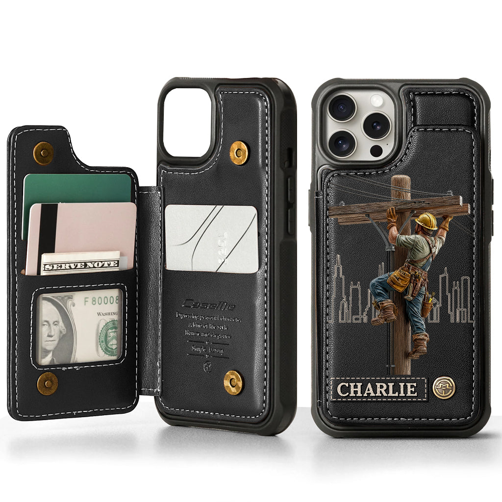 Strength Of The Line - Personalized Lineman Wallet Phone Case