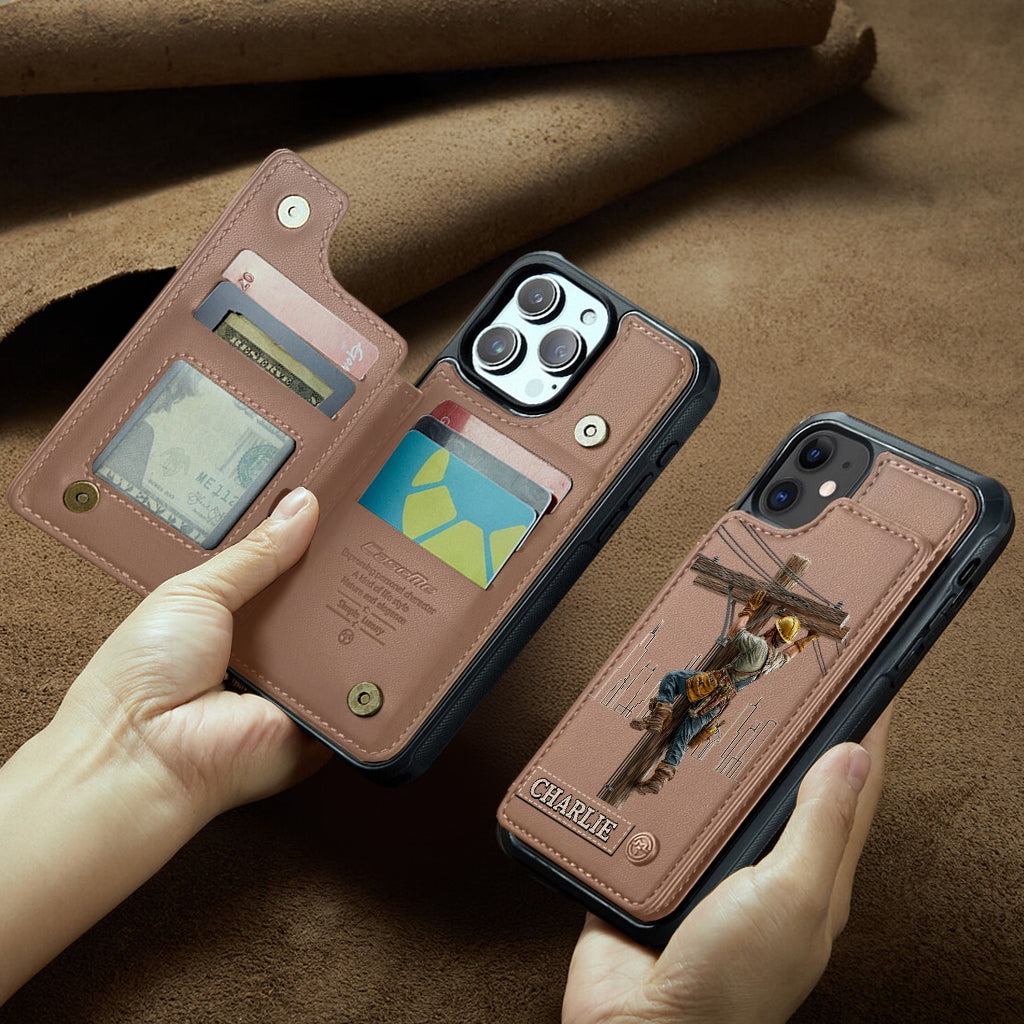 Strength Of The Line - Personalized Lineman Wallet Phone Case