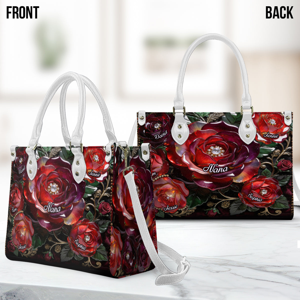 My Garden Gift For Mom, Grandma - Personalized Mother Leather Handbag