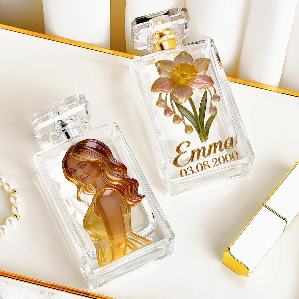 Custom Any Photo Birthmonth Flower - Personalized Self Love Refillable Perfume Bottle