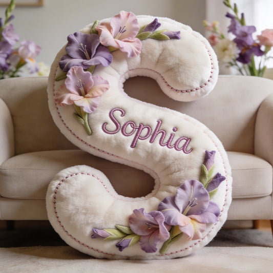 Any Photo Birth Flower Initial Name Letter - Personalized Self Love Premium Faux Fur Pillow