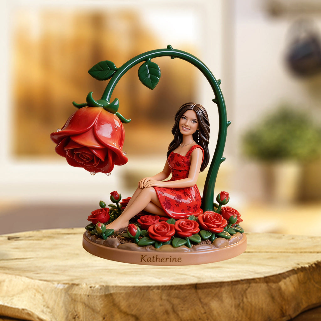 Fleur personnalisée avec photo pour votre anniversaire - Plaque acrylique personnalisée « Amour de soi » - Forme personnalisée