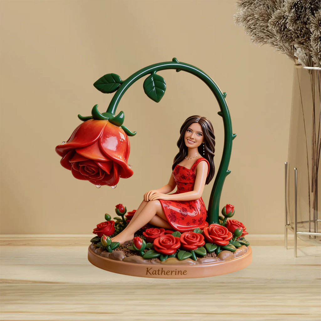 Fleur personnalisée avec photo pour votre anniversaire - Plaque acrylique personnalisée « Amour de soi » - Forme personnalisée