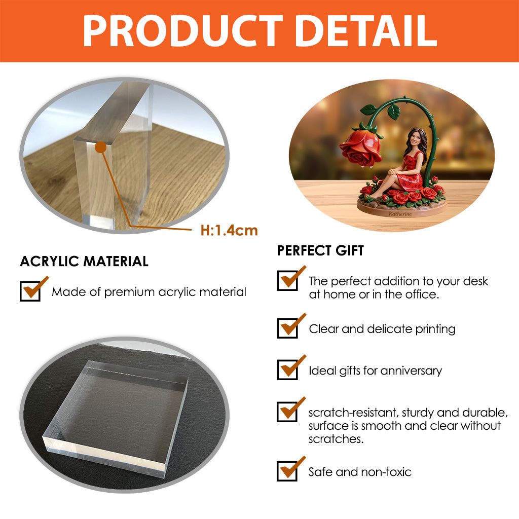 Fleur personnalisée avec photo pour votre anniversaire - Plaque acrylique personnalisée « Amour de soi » - Forme personnalisée