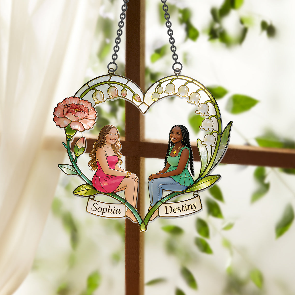 Any Photo If Friends Were Flowers I'd Pick You - Personalized Bestie Window Hanging Suncatcher Ornament