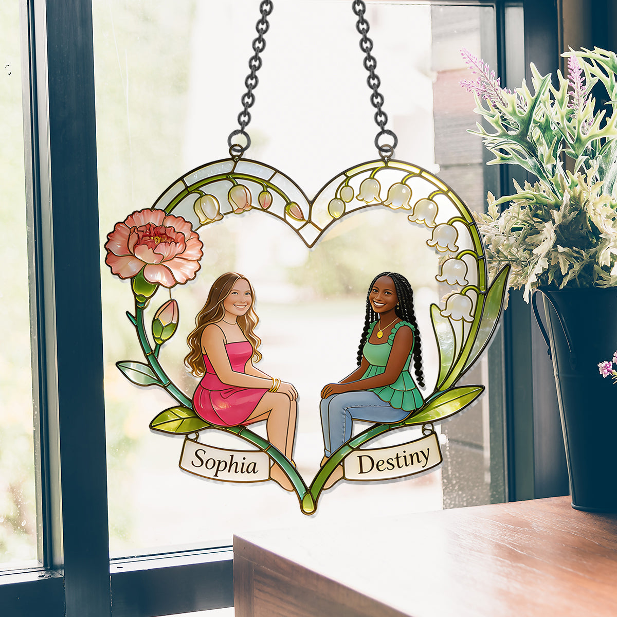 Any Photo If Friends Were Flowers I'd Pick You - Personalized Bestie Window Hanging Suncatcher Ornament