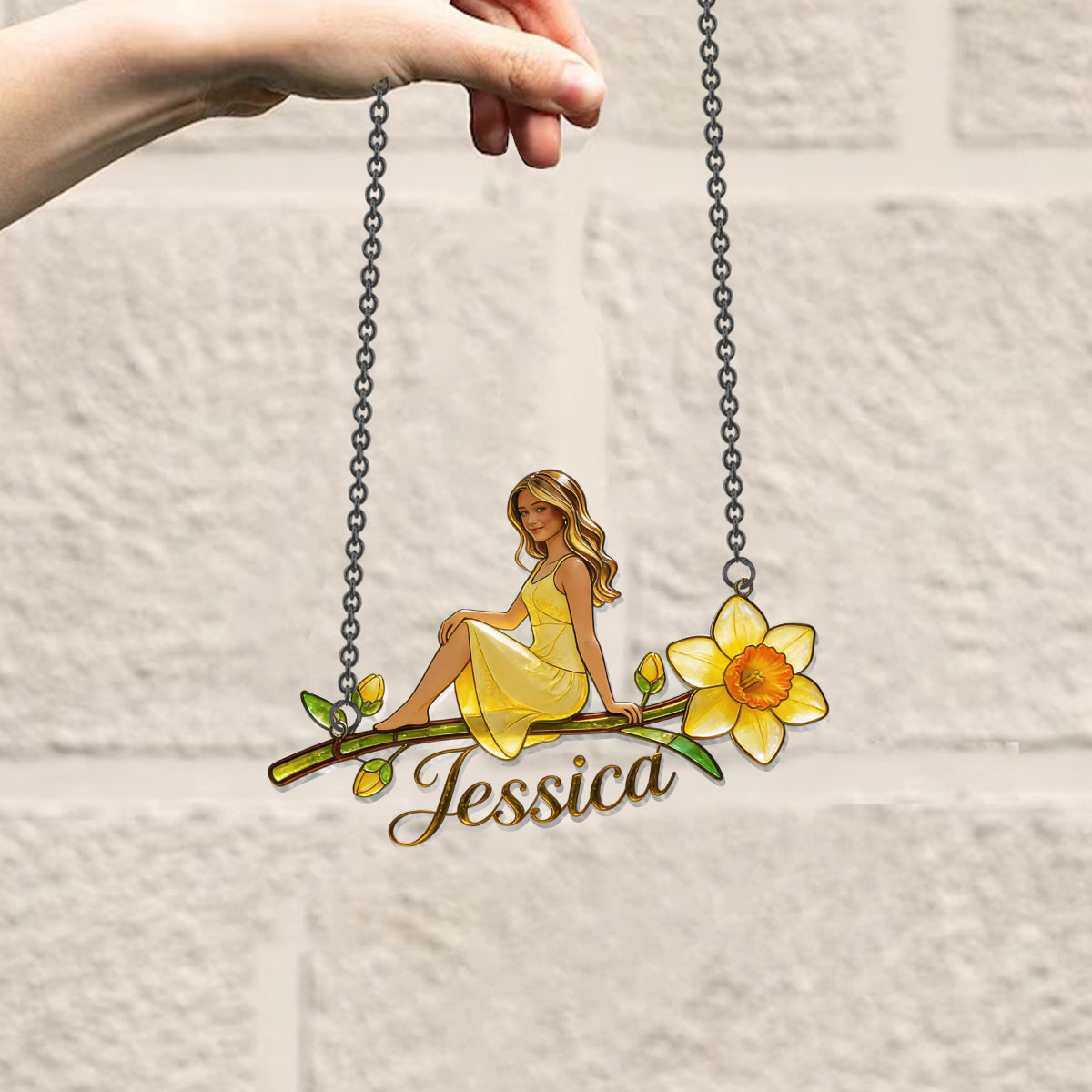 Custom Any Photo Birth Flower - Personalized Self Love Window Hanging Suncatcher Ornament