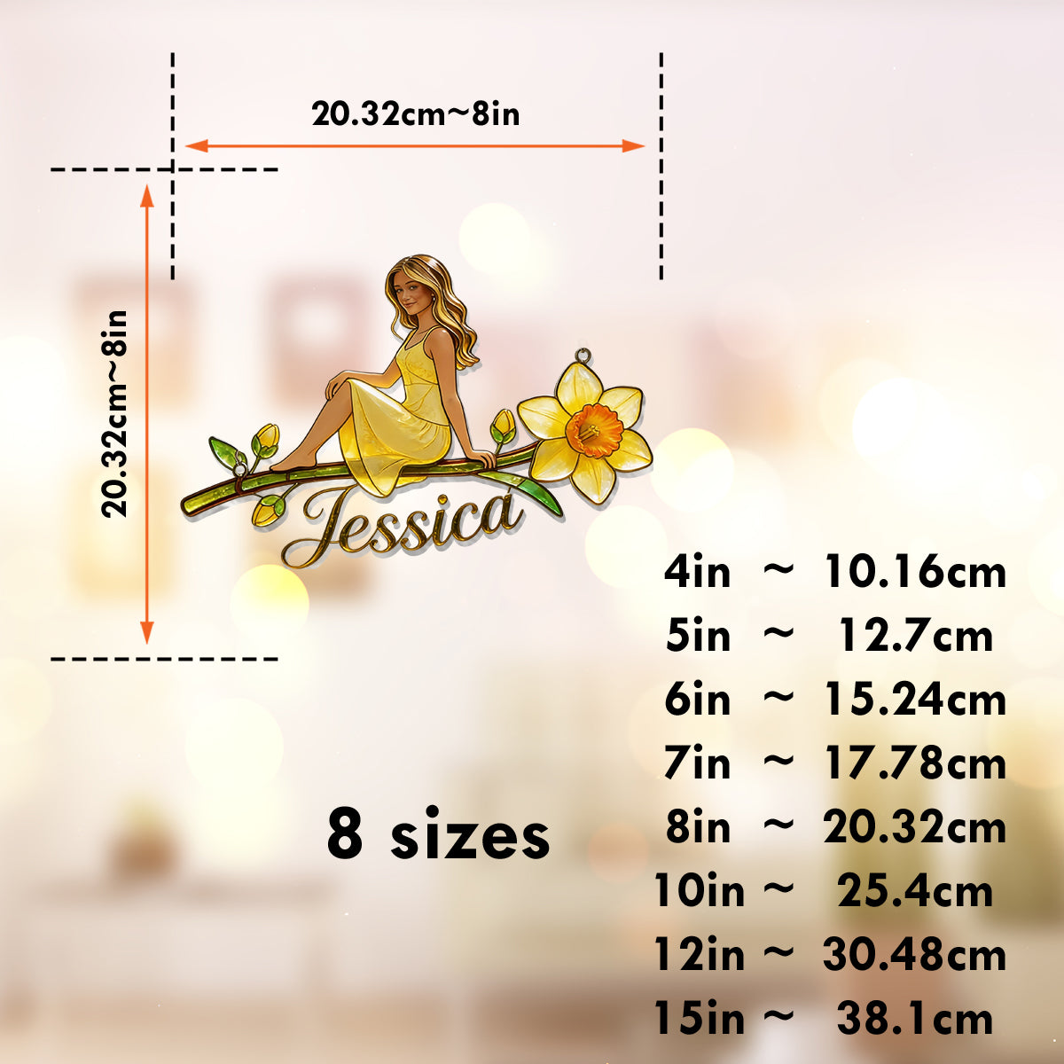 Custom Any Photo Birth Flower - Personalized Self Love Window Hanging Suncatcher Ornament