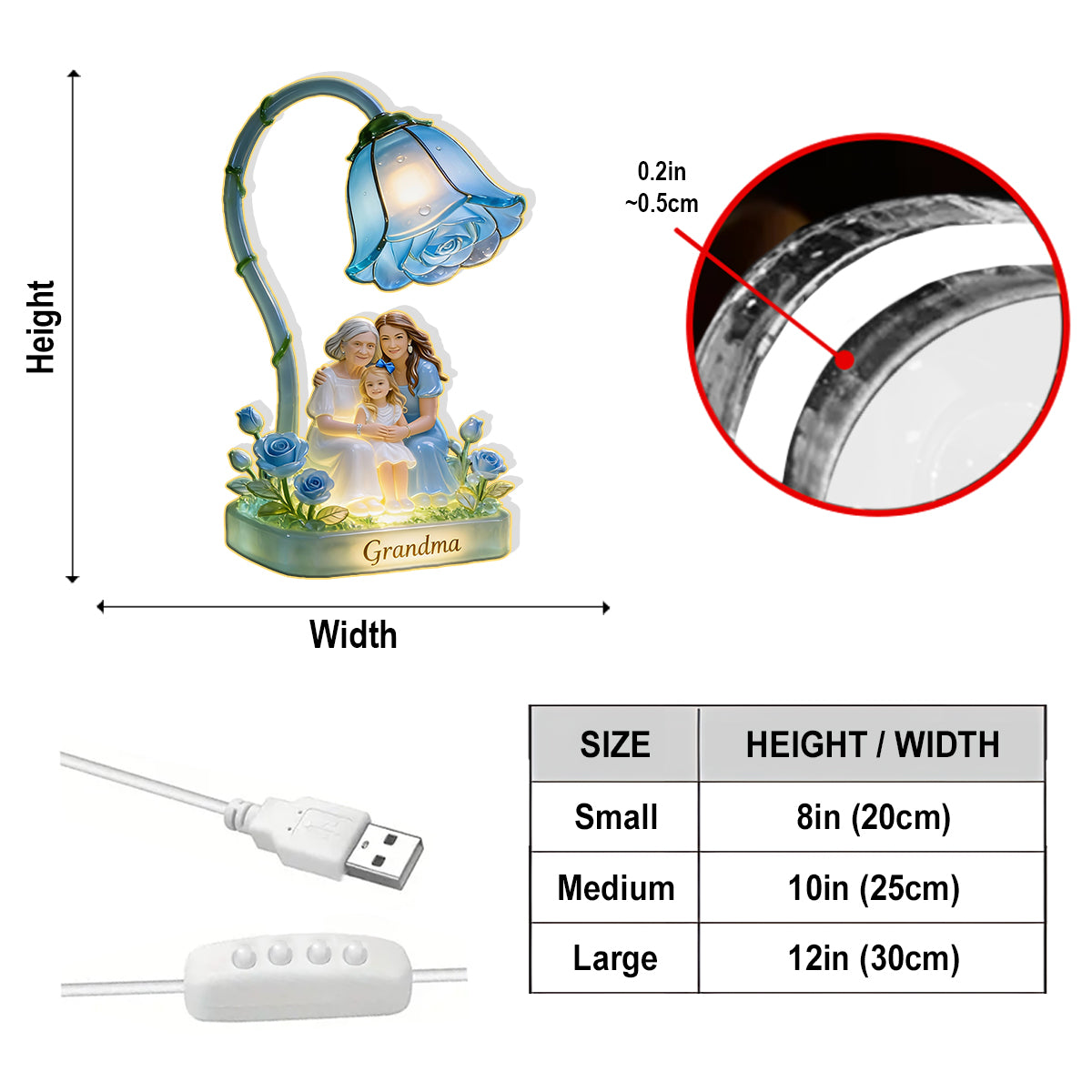 Custom Any Photo Perfect Gift For Mom, Grandma - Personalized Mother Acrylic LED Night Light