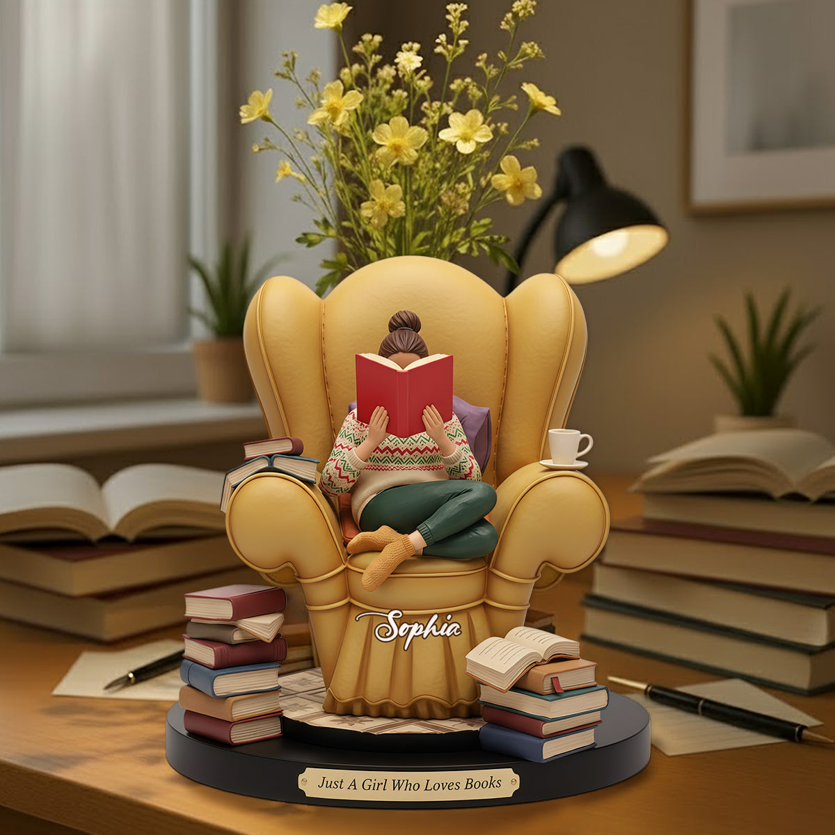 Just A Girl Who Loves Books - Personalized Book Custom Shape Acrylic Flower Vase