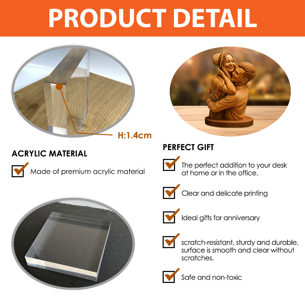 Je t'aime - Plaque acrylique personnalisée pour couple, forme sur mesure