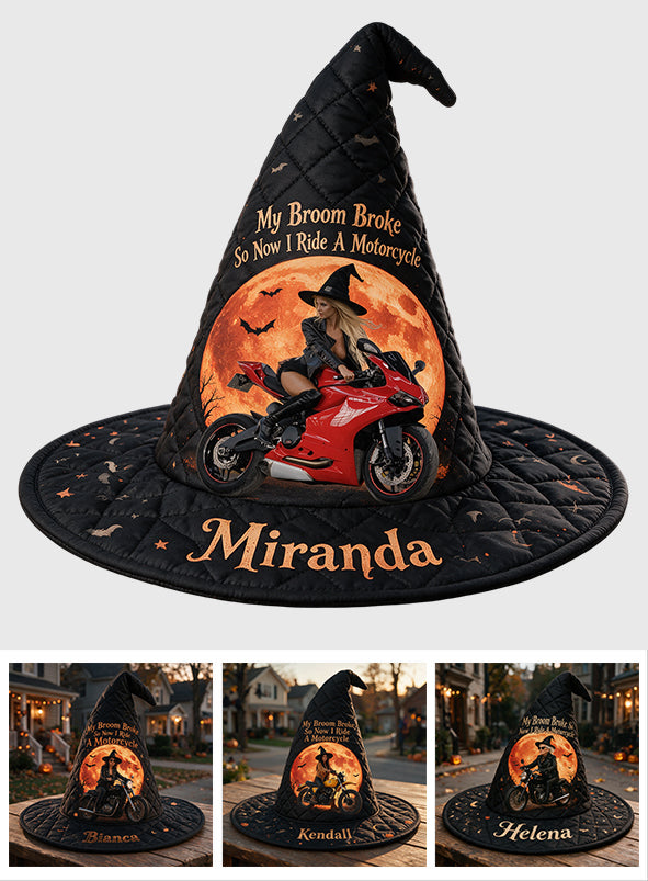 My Broom Broke - Personalized Biker Quilt Witch Hat