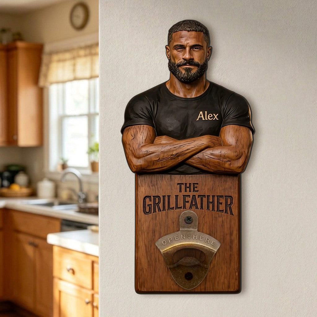 Zone de Bière - Ouvre-Bouteille Mural Personnalisé pour Papa