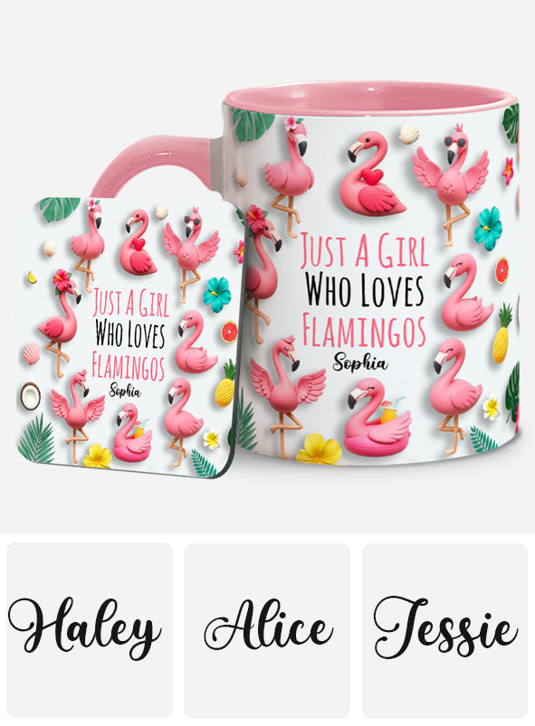 Just A Girls Who Love Famingos - Personalized Flamingo Accent Mug