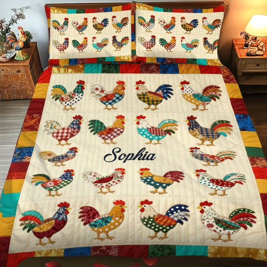 Love Chicken - Personalized Chicken Quilt Set