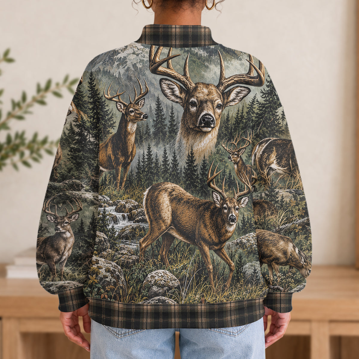 90s Retro Hunting Gift - Personalized Hunting Mock Neck Sweatshirt