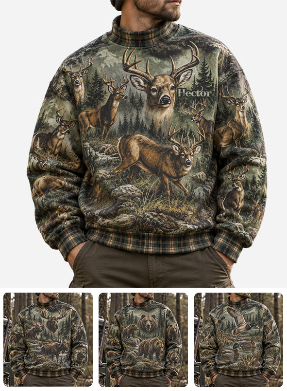 90s Retro Hunting Gift - Personalized Hunting Mock Neck Sweatshirt
