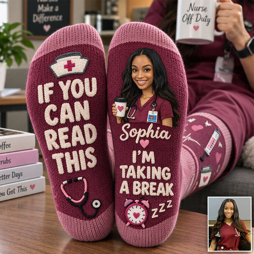 Cadeau Photo Infirmière Amusant - Chaussettes Infirmière Personnalisées