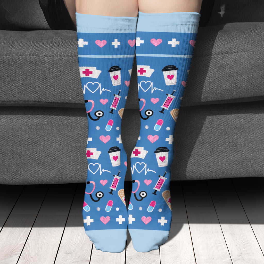 Cadeau Photo Infirmière Amusant - Chaussettes Infirmière Personnalisées
