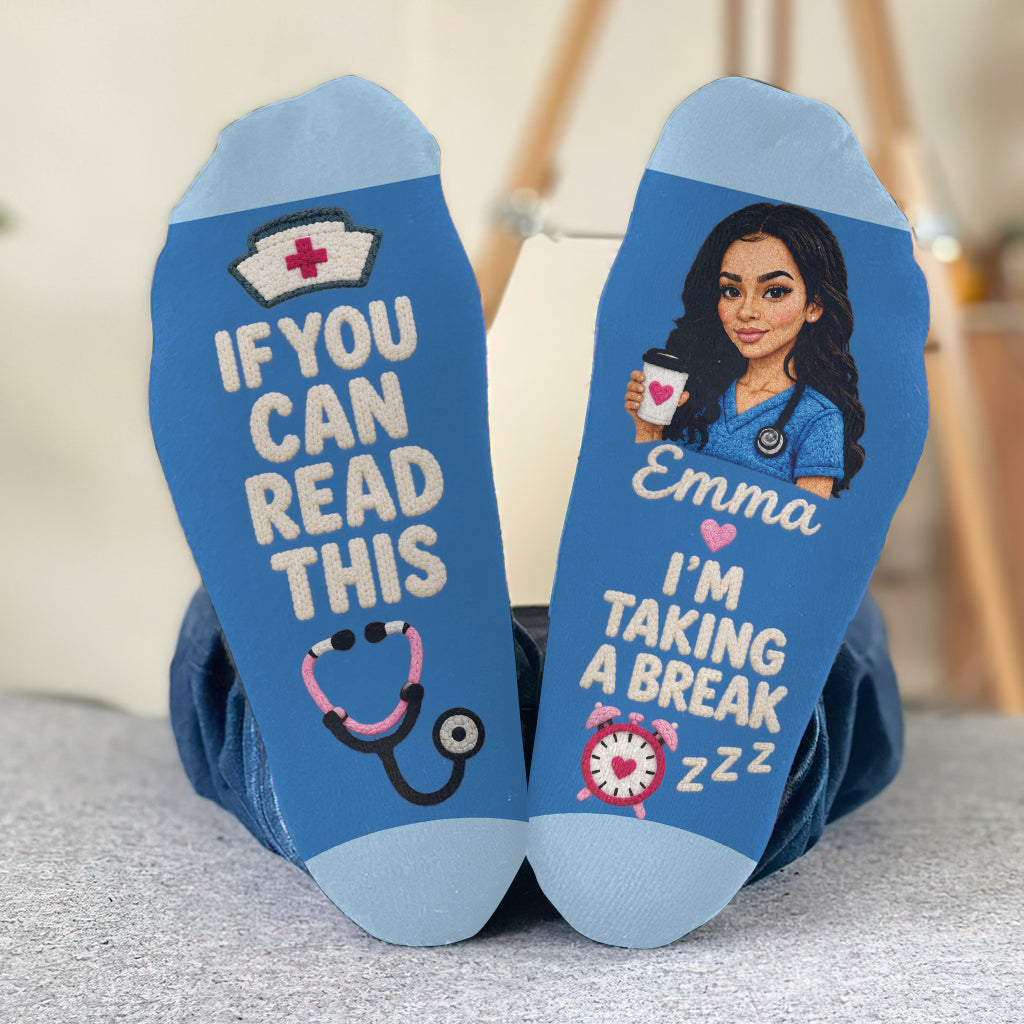 Cadeau Photo Infirmière Amusant - Chaussettes Infirmière Personnalisées