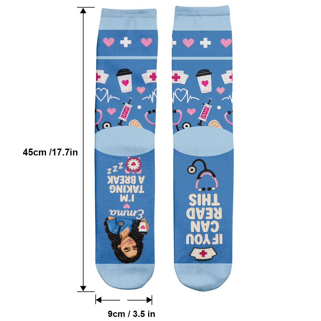 Cadeau Photo Infirmière Amusant - Chaussettes Infirmière Personnalisées
